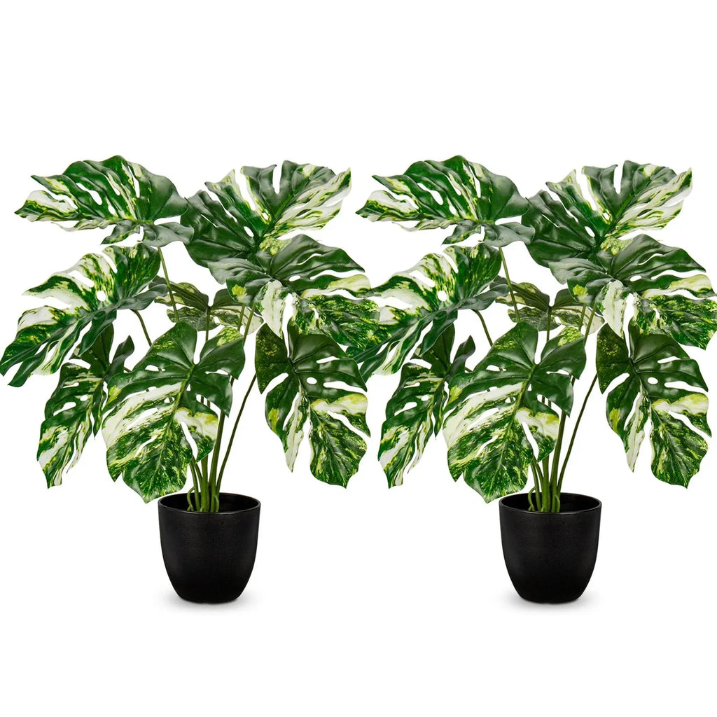 Artificial Monstera Plant 17" Faux Monstera Deliciosa Plant in Black Pot Fake...
