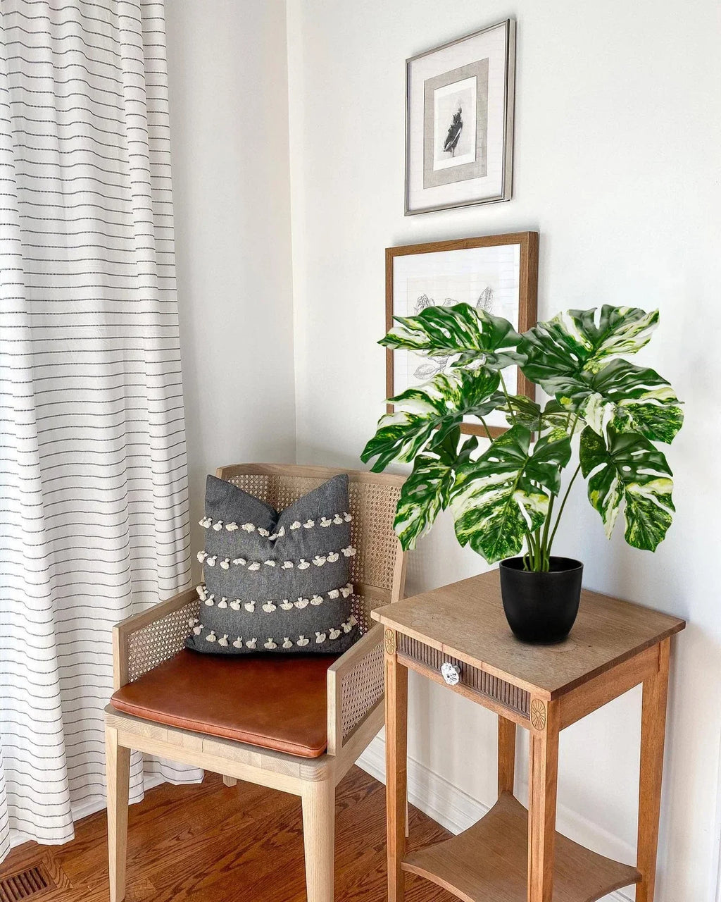 Artificial Monstera Plant 17" Faux Monstera Deliciosa Plant in Black Pot Fake...